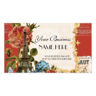 Black Vintage Eiffel Tower Rose Elegant Business Business Cards