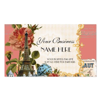 Black Vintage Eiffel Tower Rose Elegant Business Business Card Template