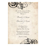 Black Vintage Floral Chic Wedding Invitation
