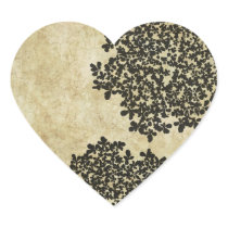 Black Vintage Floral Envelope Seal Heart Stickers