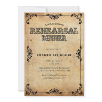 Black Vintage Floral Rehearsal Dinner Card Personalized Invitation
