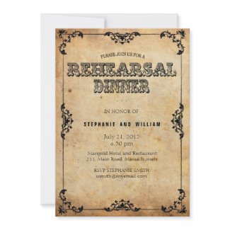 Black Vintage Floral Rehearsal Dinner Card Personalized Invitation