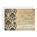 Black Vintage Floral Swirl Wedding Invitation invitation