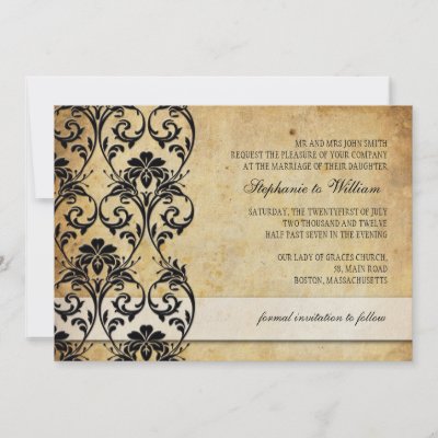 Black Vintage Floral Swirl Wedding Invitation by Eternalflame