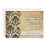 Black Vintage Floral Swirl Wedding Invitation