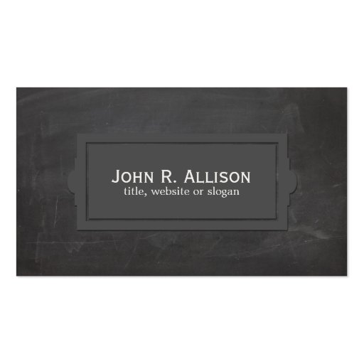 Black Vintage Rustic Plaque Style Business Card Template (front side)