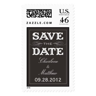 BLACK VINTAGE | SAVE THE DATE POSTAGE stamp