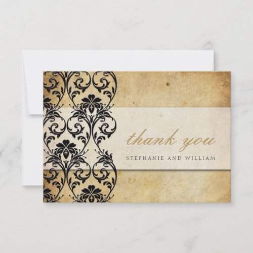  Black Vintage Swirl Wedding Thank You Card zazzle invitation 