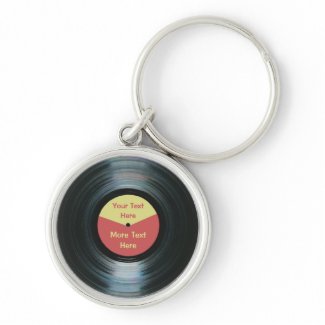 Black Vinyl LP Record Keyring Silver Luggage Tag keychain