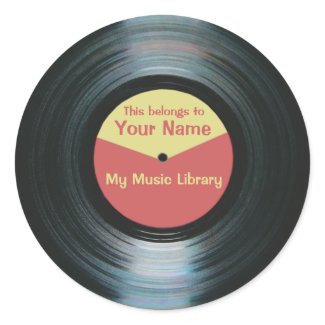 Black Vinyl Music Library Collection Record Label sticker