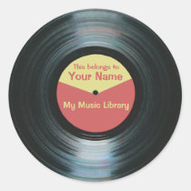 Black Vinyl Music Library Record Label Stickers Stickers at  Zazzle