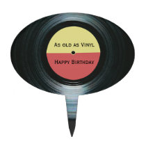 Black Vinyl Music Record Label Birthday Cake Topper at Zazzle