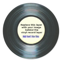 Black Vinyl Music Record Label With Your Photo Sticker