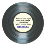 Black Vinyl Music Record Label With Your Photo Sticker