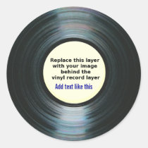 Black Vinyl Music Record Label With Your Photo Sticker at Zazzle