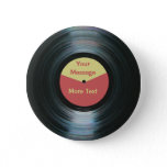 Black Vinyl Music Red and Yellow Record Label Pin