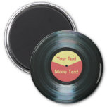 Black Vinyl Music with Red and Yellow Record Label Magnets