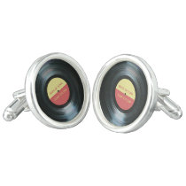 Black Vinyl Record Days Of Vinyl Personalized Cufflinks at Zazzle