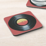 Black Vinyl Record Effect on 6 Drinks Coasters