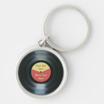 Black Vinyl Record Keyring Silver Color Keychain at Zazzle