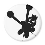 black voodoo doll needles torture refrigerator magnet