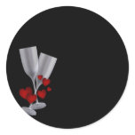 Black w/Champagne Glasses Red Hearts stickers