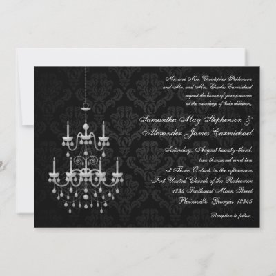 Black w Chandelier Silhouette Wedding Invitations by CustomInvites Elegant
