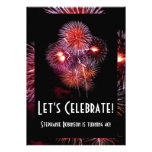 Black w/ Fireworks Birthday Party Invitations invitations