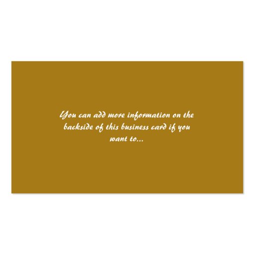 Black w/ Gold Decorative Art Object Business Cards (back side)