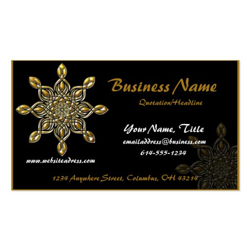 Black w/ Gold Decorative Art Object Business Cards (front side)