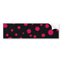Black w Hot Red Pink Polka Dots Customizable Bumper Sticker