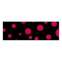 Black w Hot Red Pink Polka Dots Customizable Business Card Template