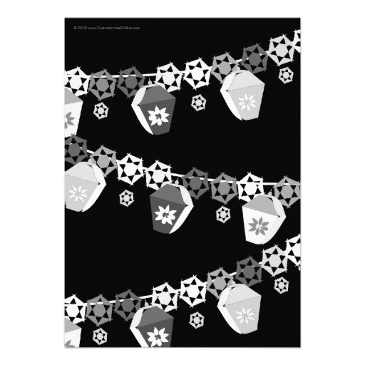 Black w/White Lanterns Retirement Party Invitation