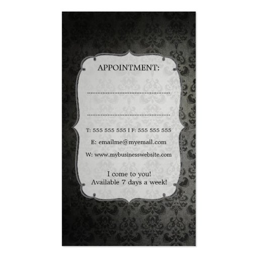 Black Wallpaper Hair Stylist Appointment Cards Business Card (back side)