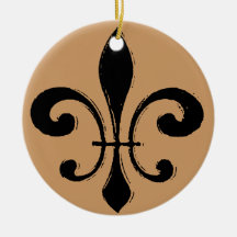 Black Washout Fleur De Lis Christmas Ornament
