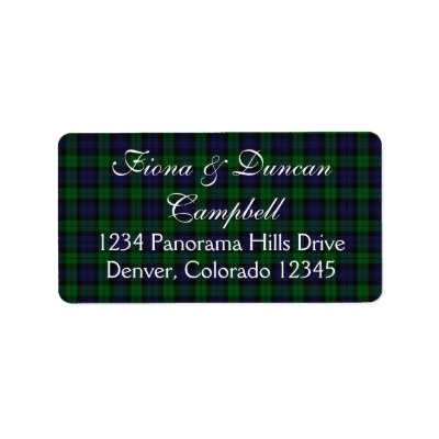 Black Watch Tartan Return Address Label