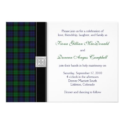 Black Watch Tartan Wedding Invitation