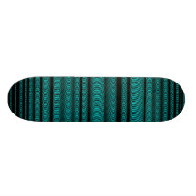Black Wavy Lines - On Cyan Skate Decks