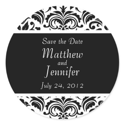 Black Wedding Announcement Save the Date Sticker