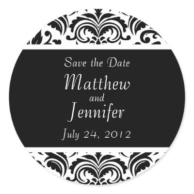 Black Wedding Announcement Save the Date Sticker