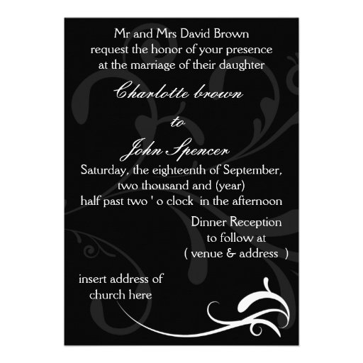 black wedding invitation