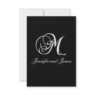 Black Wedding Invitation RSVP Card Monogram M invitation