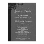 Black Wedding Program Ceremony and Wedding Party Custom Invite