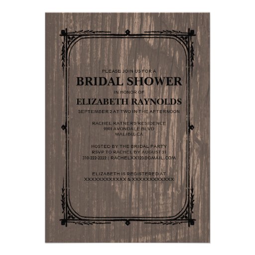 Black Western Barn Wood Bridal Shower Invitations