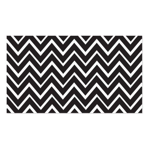 Black whimsical zig zags zigzag chevron pattern business card (back side)