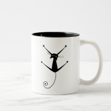 Black Whimsy Kitty 10 Coffee Mugs