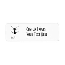 Black Whimsy Kitty 10 Custom Return Address Label