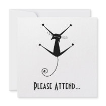 Black Whimsy Kitty 10 Invitation
