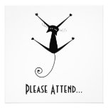 Black Whimsy Kitty 10 Invitation