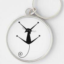 Black Whimsy Kitty 10 Key Chain